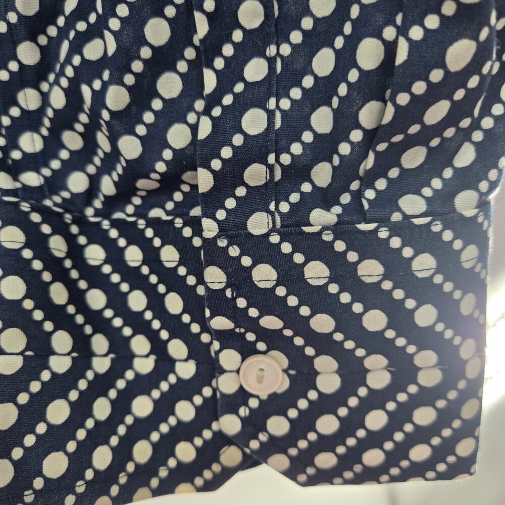 Talbots Petites Navy White Polka Dots Cotton Button Down Shirt Size 14P - Picture 4 of 11